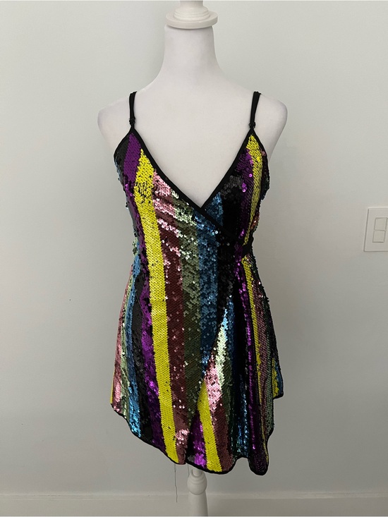 Missguided + Dresses & Skirts - Missguided Multicolor Sequin Striped Slip Dress